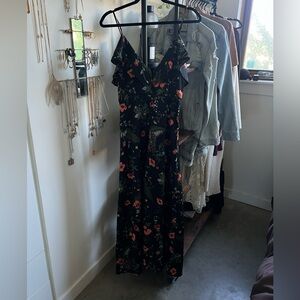 Tea n Cup Black Maxi Wrap Dress Sleeveless V-neck